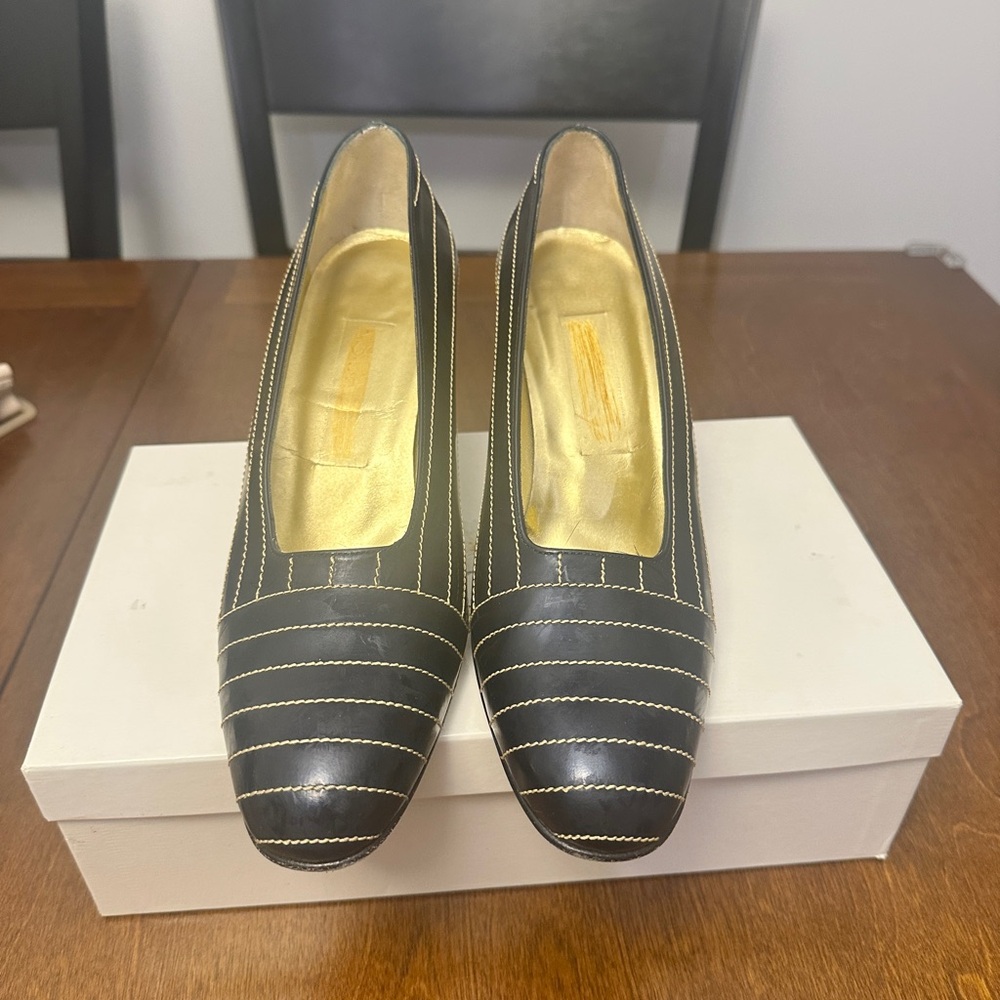 Escada Navy Striped Heels